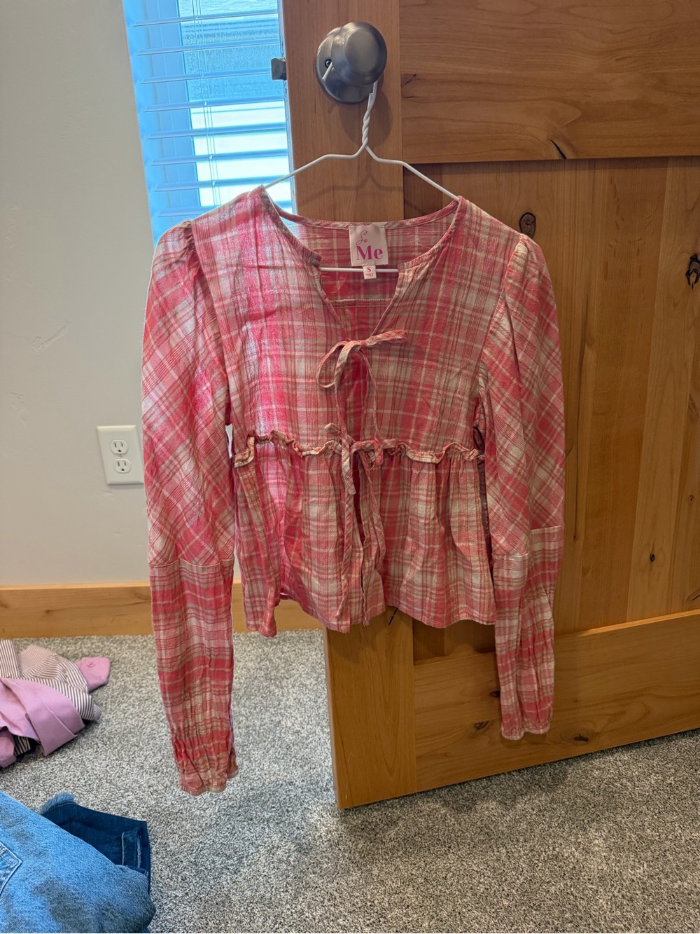 Tie Pink Plaid Top